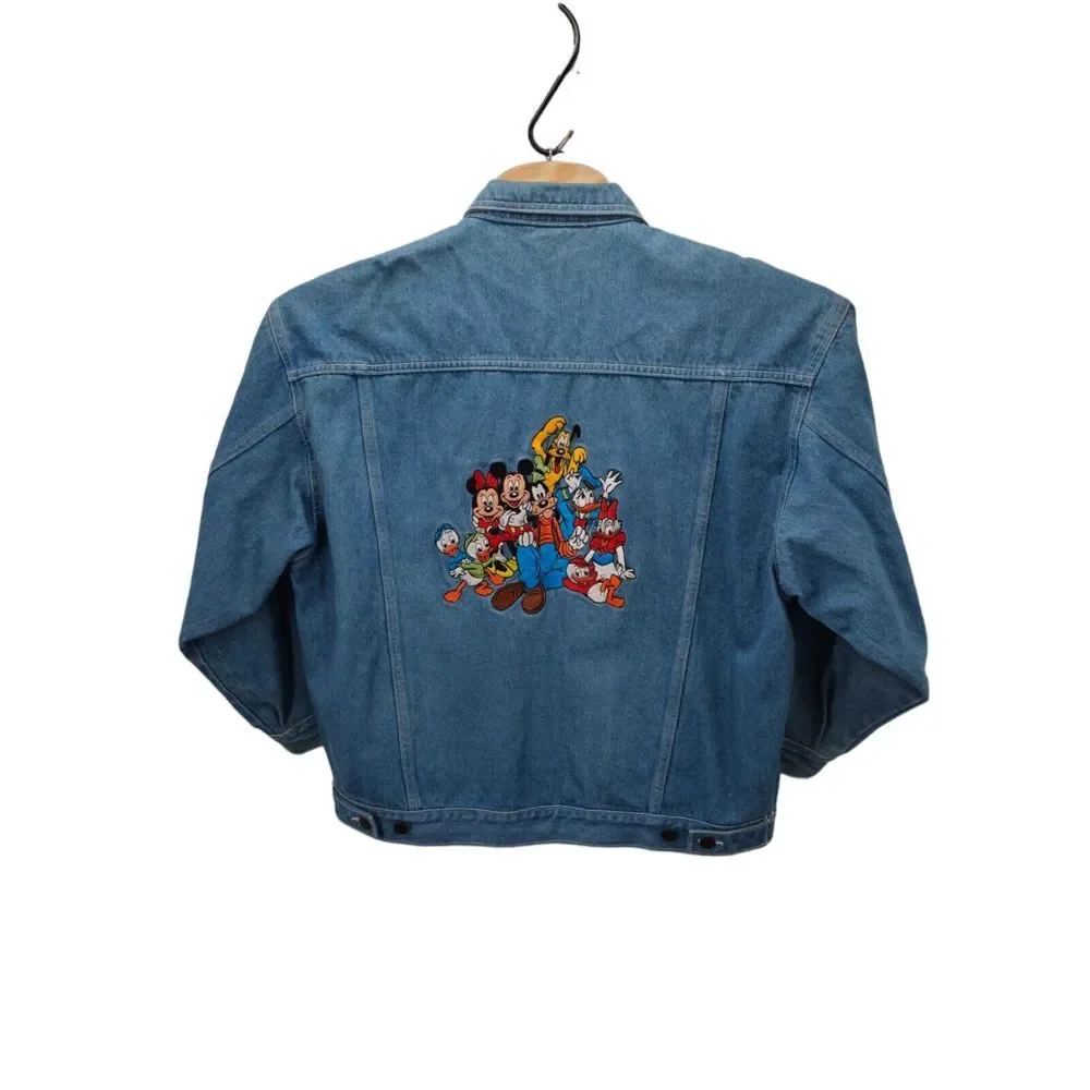 Disney Store VTG Denim Jean Jacket Blue Trucker Sz XL Mickey Friends Heavyweight - Picture 3 of 13